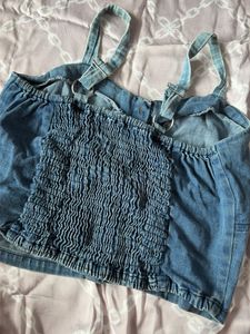 Denim Button-Up Crop Top