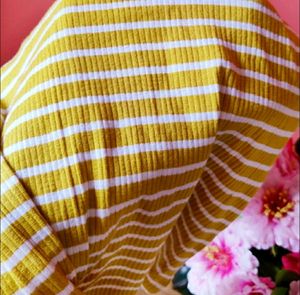 Lifestyle - Bosinni Yellow (Mustard &amp; White Stripped) Ribbed Top | In the Size XS Stretchable