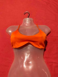 Orange Ribbed Cami Bralette – Size S
