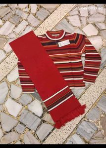Striped Sweater with Matching Scarf