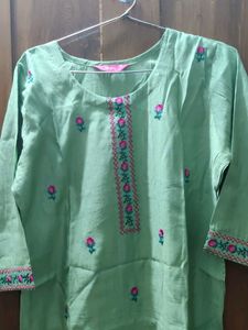 Mint Green Embroidered Kurti