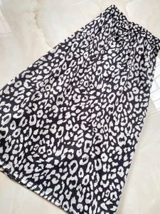Animal Print Slit Midi Skirt