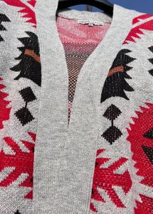 Patterned Open-Front Cardigan