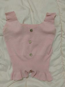 Chic Pink Button-Up Knit Top