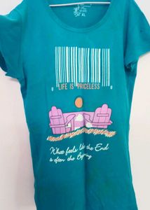 Graphic Print Teal T-Shirt
