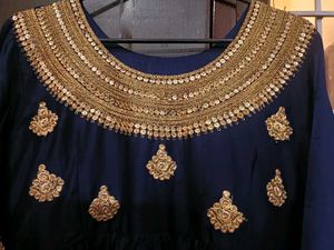 Elegant Blue Kurta with Gold Embellishments