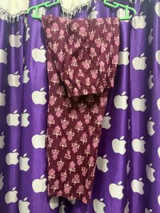 Maroon Floral Print Kurta set