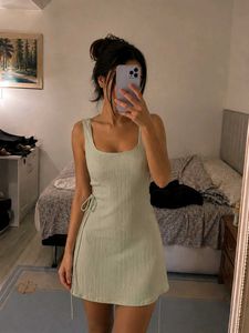 Ribbed Square Neck Mini Dress