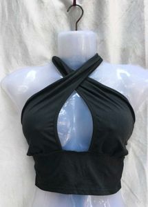 152112. Crisscross Halter Neck Crop Top