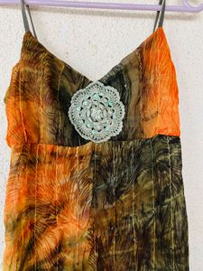 Boho Beaded Tie-Dye Spaghetti Strap Top