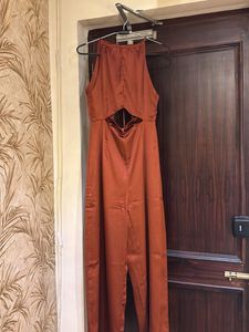 Elegant Rust Halter Jumpsuit