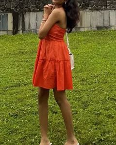 Vibrant Orange Halter Neck Mini Dress