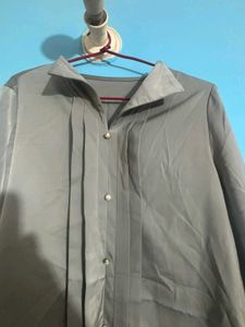 Elegant Grey Pleated Blouse