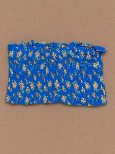 Blue Floral Smocked Tube Top | Says L fits XS & S