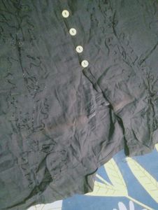Embroidered Button-Front Skirt