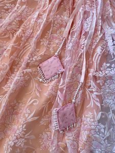 Elegant Peach Net Lehenga Choli