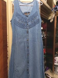 Denim Full Length One Piece Dress