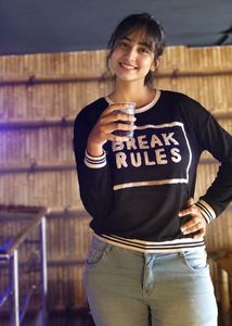 Black "Break Rules" Graphic Sweatshirt