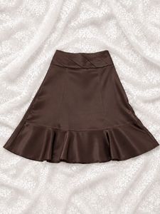 Elegant Brown Satin Skirt