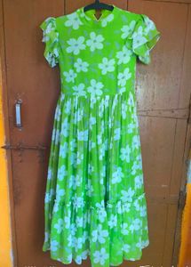 Bright Green Floral Maxi Dress