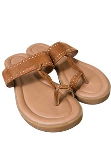 Bata Brown Studded Flat Sandals for Women