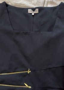 Chic Black Dress with Gold Zippers