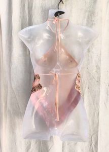 Sheer Pink Beaded Halter Top