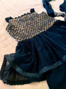 Elegant Teal Sequined Kurta Set with Sharara