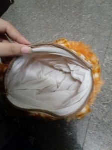 Fluffy Orange cute purse with LOVE