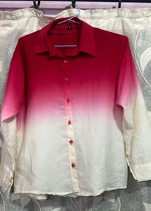 Ombre Red & White Button-Up Shirt