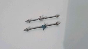 2-Piece Star &amp; cross Industrial Piercing Barbell E