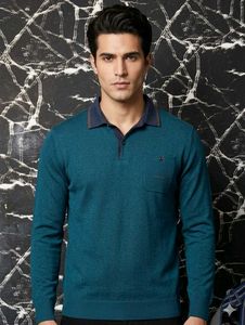 Men's Teal Polo Sweater