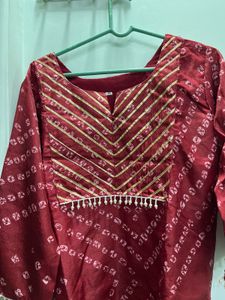Red Bandhani Kurta