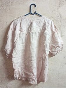 Light Pink V-Neck Casual Top Oversized
