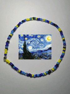 Van Gogh Starry Night Beaded Necklace