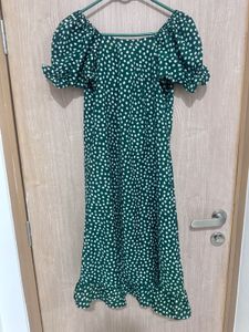 Chic Green Floral Print Midi Dress