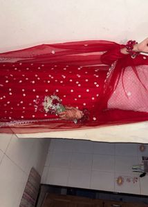 Stunning Red Embroidered Lehenga Choli Set