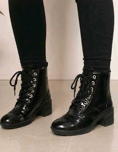Black Lace-Up Combat Boots