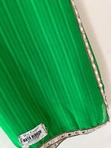 Vibrant Green Striped Saree with Mirror Work