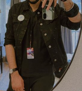 Nuon by Westside Black Denim Jacket with Paint Spl