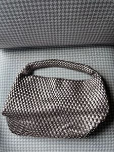 Stylish Woven Handbag with pouch - Dull Gold