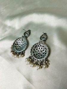 Black-silver Ethnic Earrings