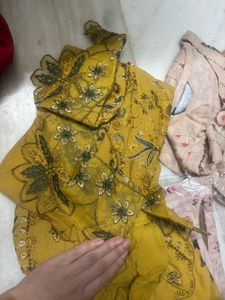 Embroidered Mustard Kurta