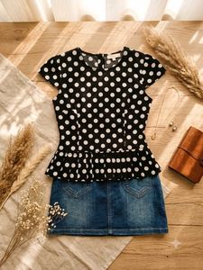 Cute Polka Dot Peplum Top