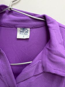 Ribbed Purple Long Sleeve Top