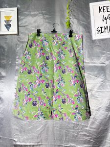 Green Floral Print Skirt
