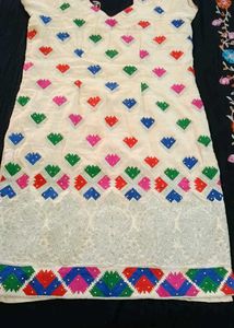 Embroidered Kurta with Multi-color Motifs