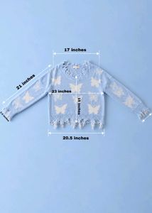 POWDER BLUE BUTTERFLY DISTRESSED CROPPED KNIT SWEA
