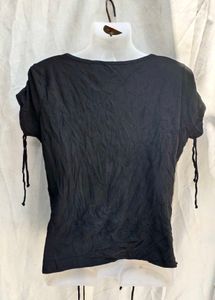 Black Ruched Square Neck Crop Top