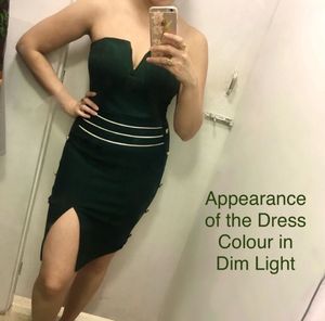 Emerald Green V-Neck Bodycon Dress